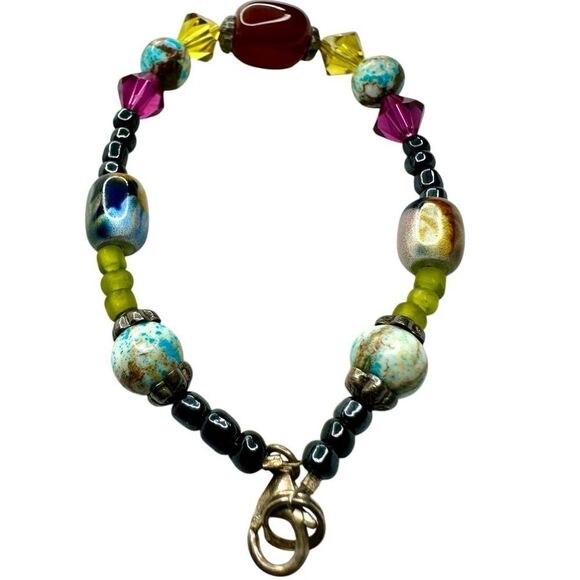 Sterling Silver Natural Stone Beaded Bracelet – Unique & Handcrafted - Picture 7 of 17